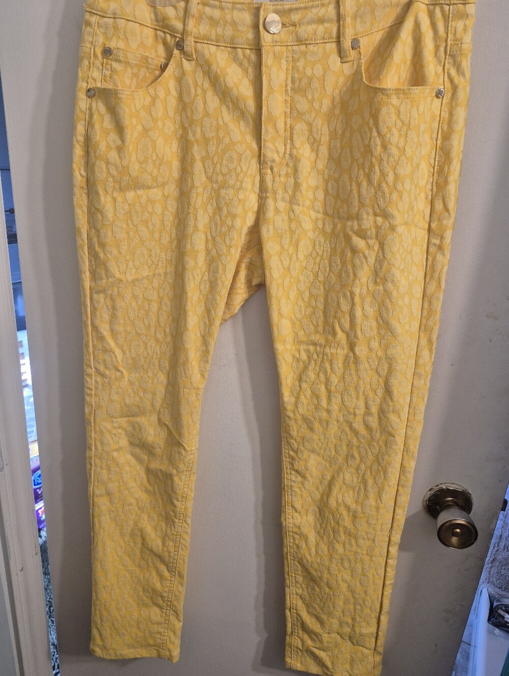 Women's Yellow Printed Skinny Jeans